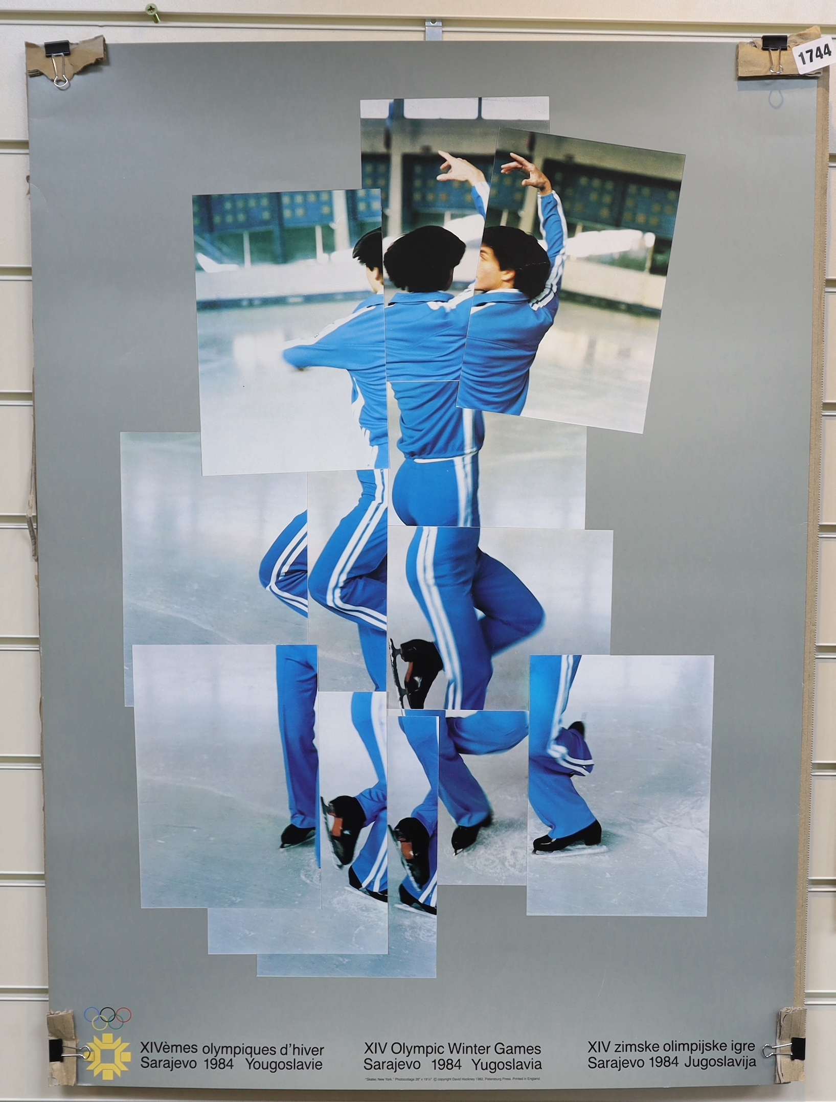 David Hockney RA (British b.1937), offset lithograph poster, The Skater, XIV Olympic Winter Games, Sarajevo, Yugoslavia, 1984, unframed, 85 x 62cm